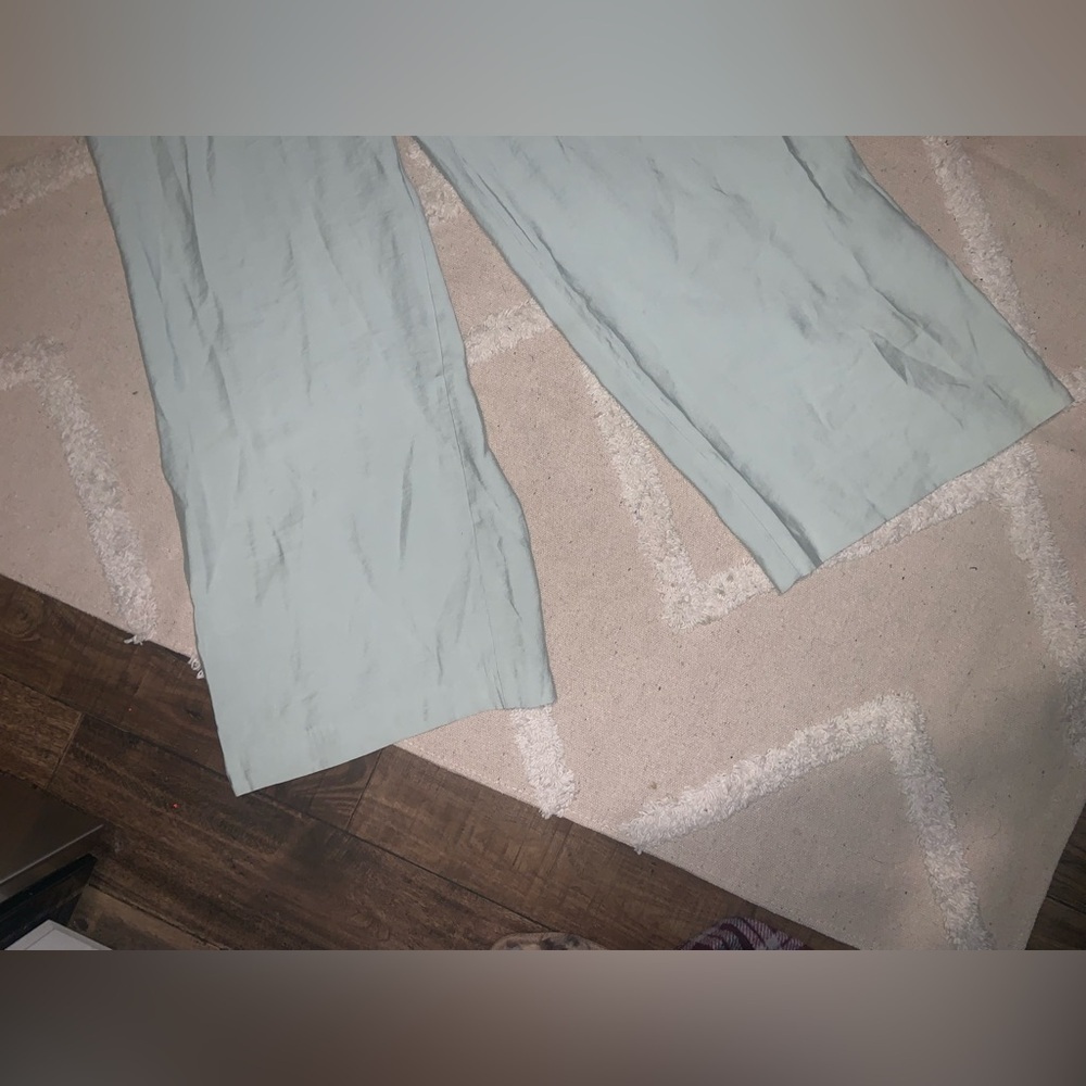 Zara nwot light green spring trousers high waisted S mint boho classic pants - Picture 6 of 9
